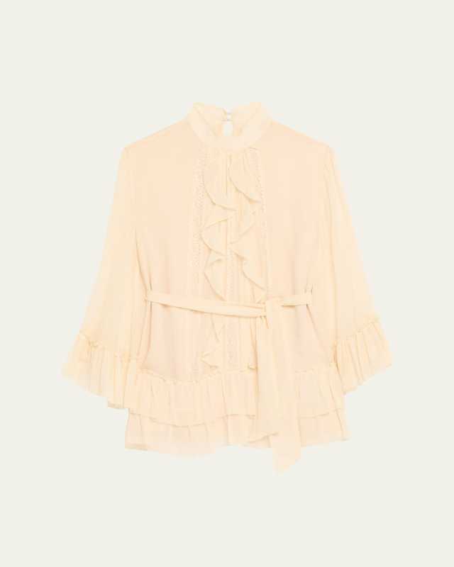 Claudia Silk Chiffon Ruffle Tiered Mini Dress